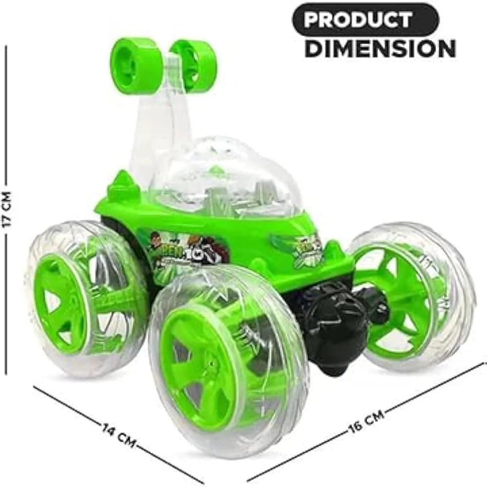 Rechargeable Green Stunt Remote Control Car with 360° Flip Action
