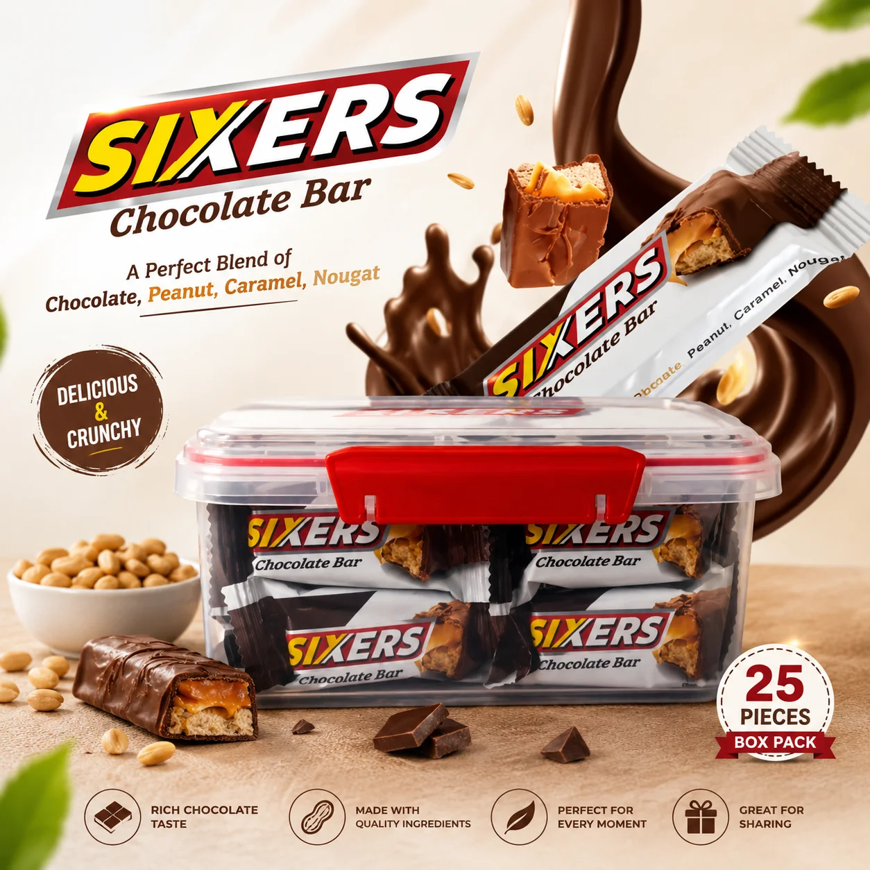Sixers chocolate bar 25 pes box