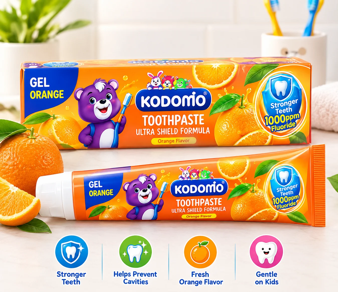 Kodomo Children’s Gel Toothpaste – Orange Flavor, 40g
