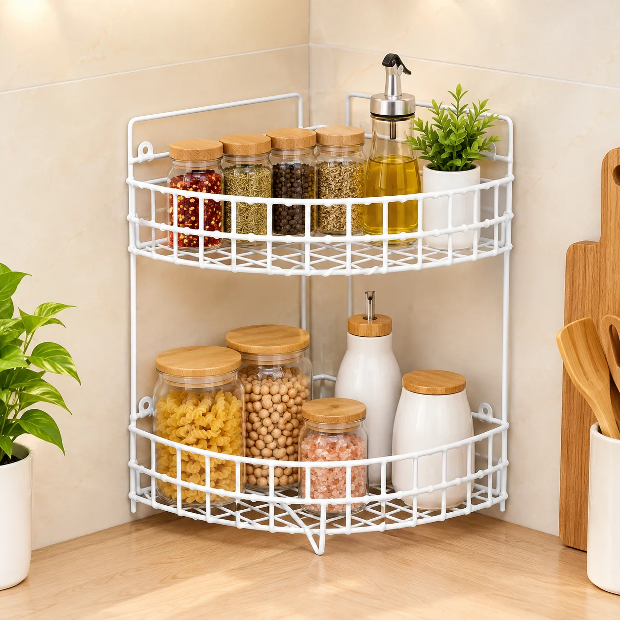 2 Leyer corner Kitchen Spice Rack