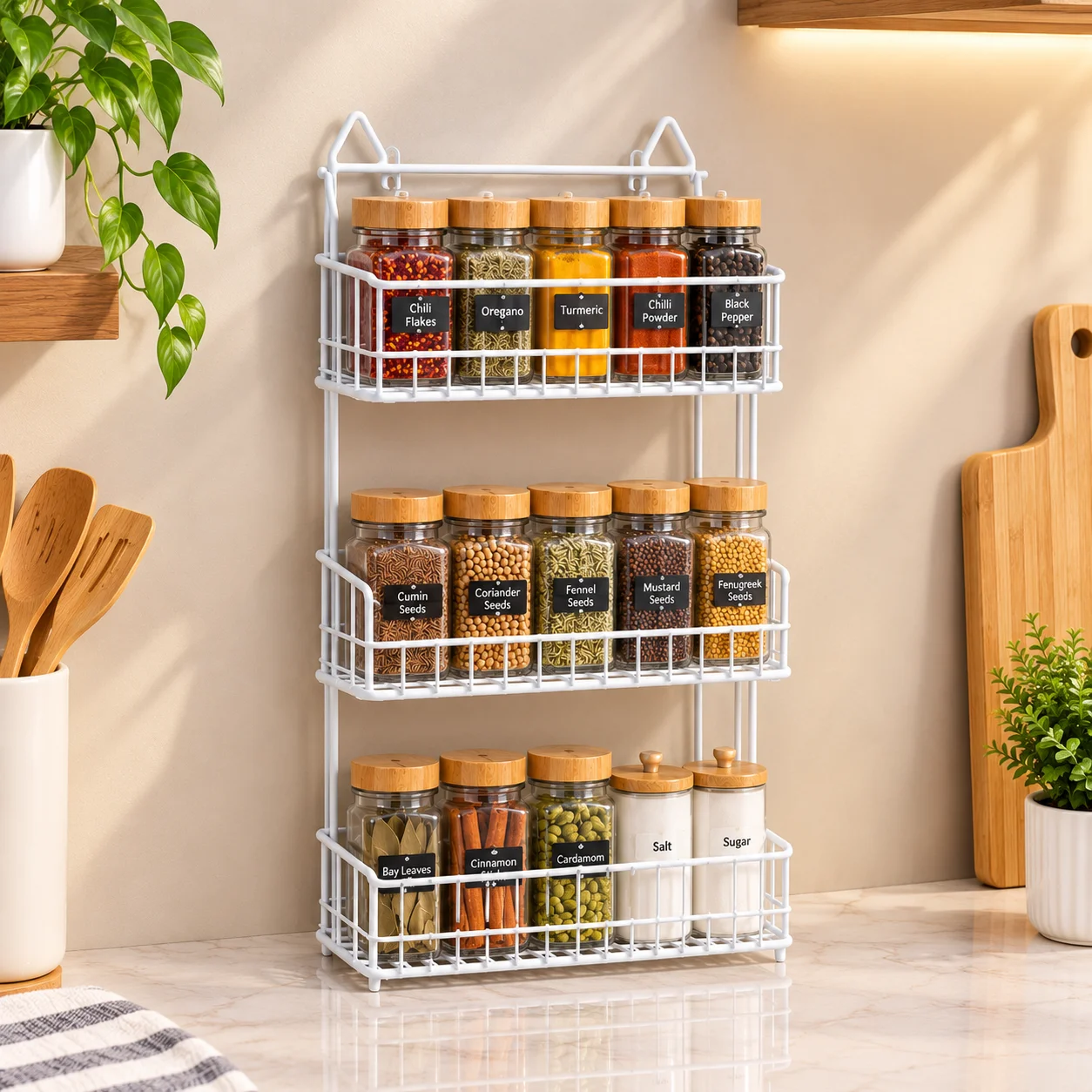 3leyar Kitchen Spice Rack Combo – Wall & Counter Organizer-1pcs