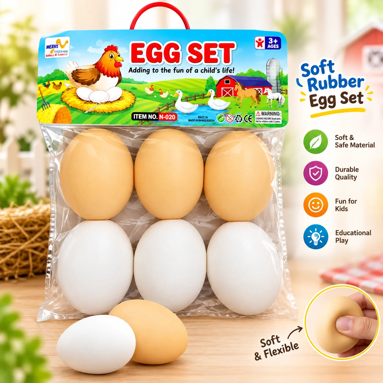 Soft Rubber Egg Set – 6 Pcs