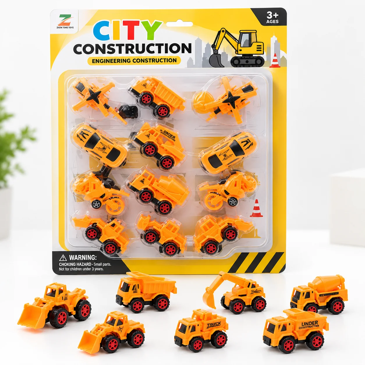 12 Pcs Mini Construction Vehicles Toy Set