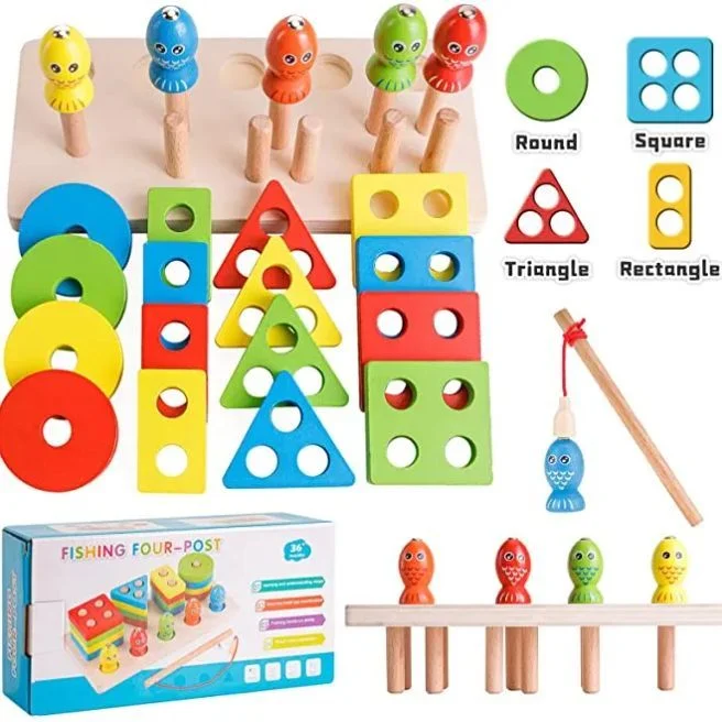 Fishing Four-Post Wooden Toy for Kids