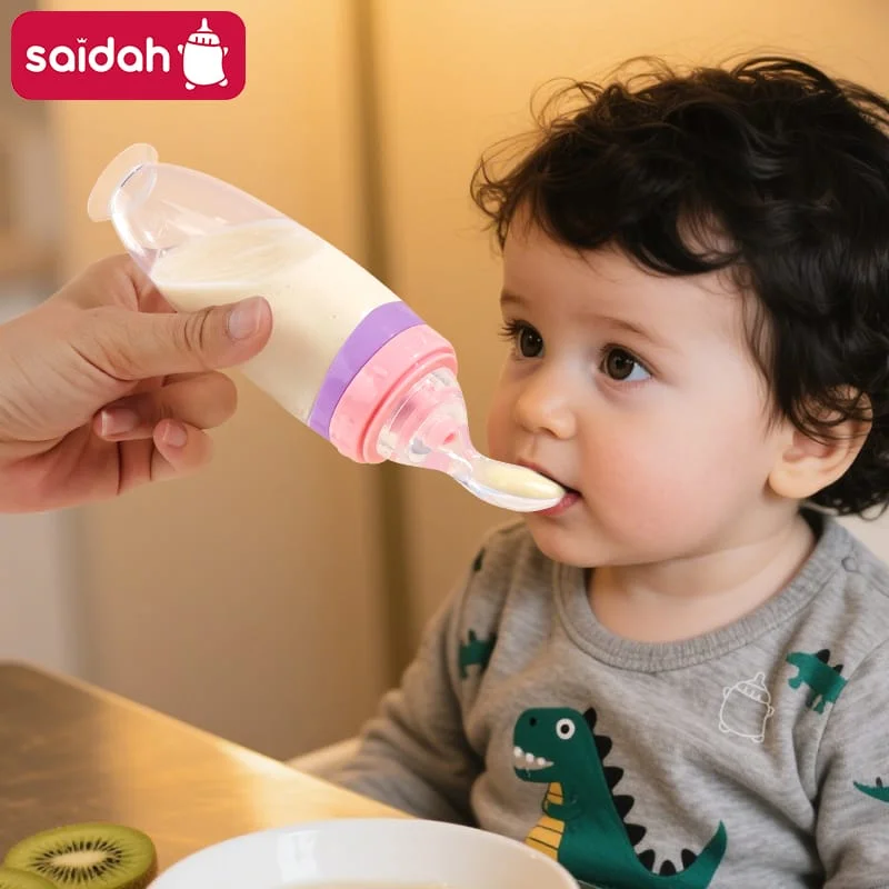 Baby Training Milk Bottle with Soft Spoon Feeder