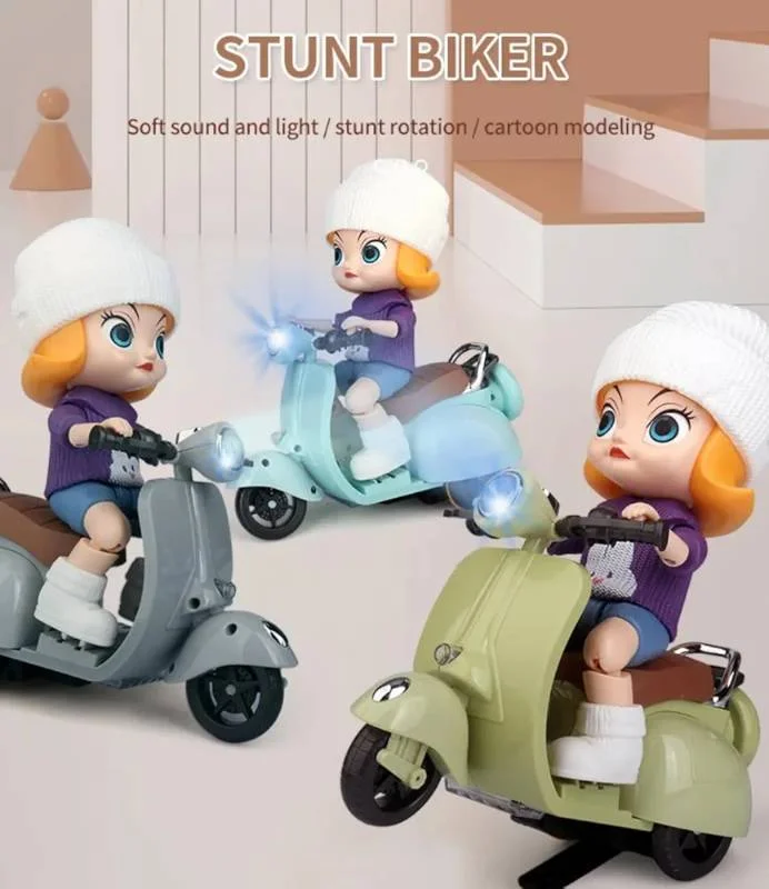 Cute Kids Scooter Doll Toy – Red, Pink, Blue, 25cm