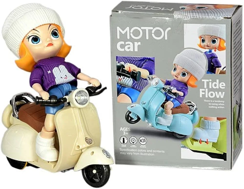 Cute Kids Scooter Doll Toy – Red, Pink, Blue, 25cm