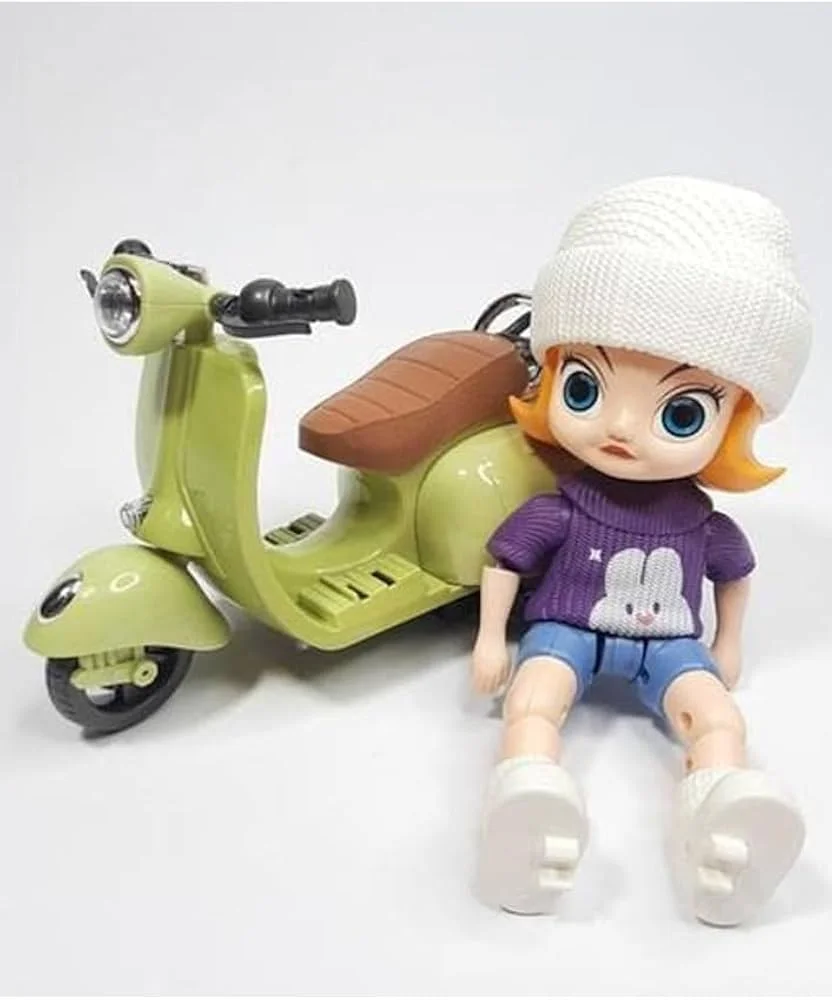 Cute Kids Scooter Doll Toy – Red, Pink, Blue, 25cm