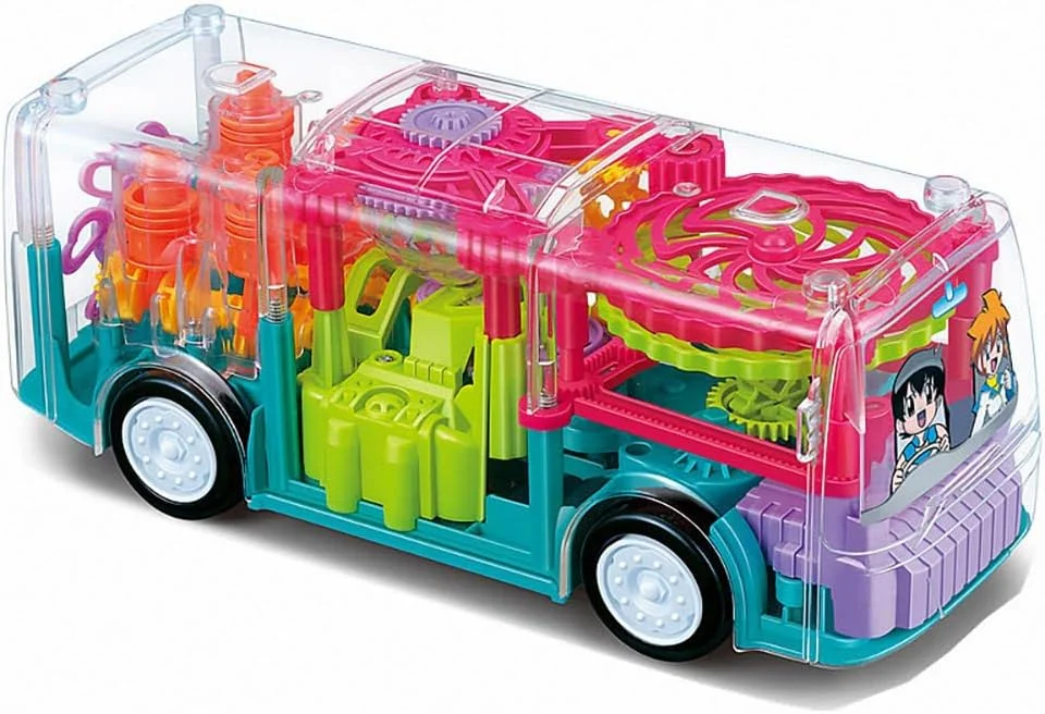 Educational Transparent Gear Bus Toy for Kids
