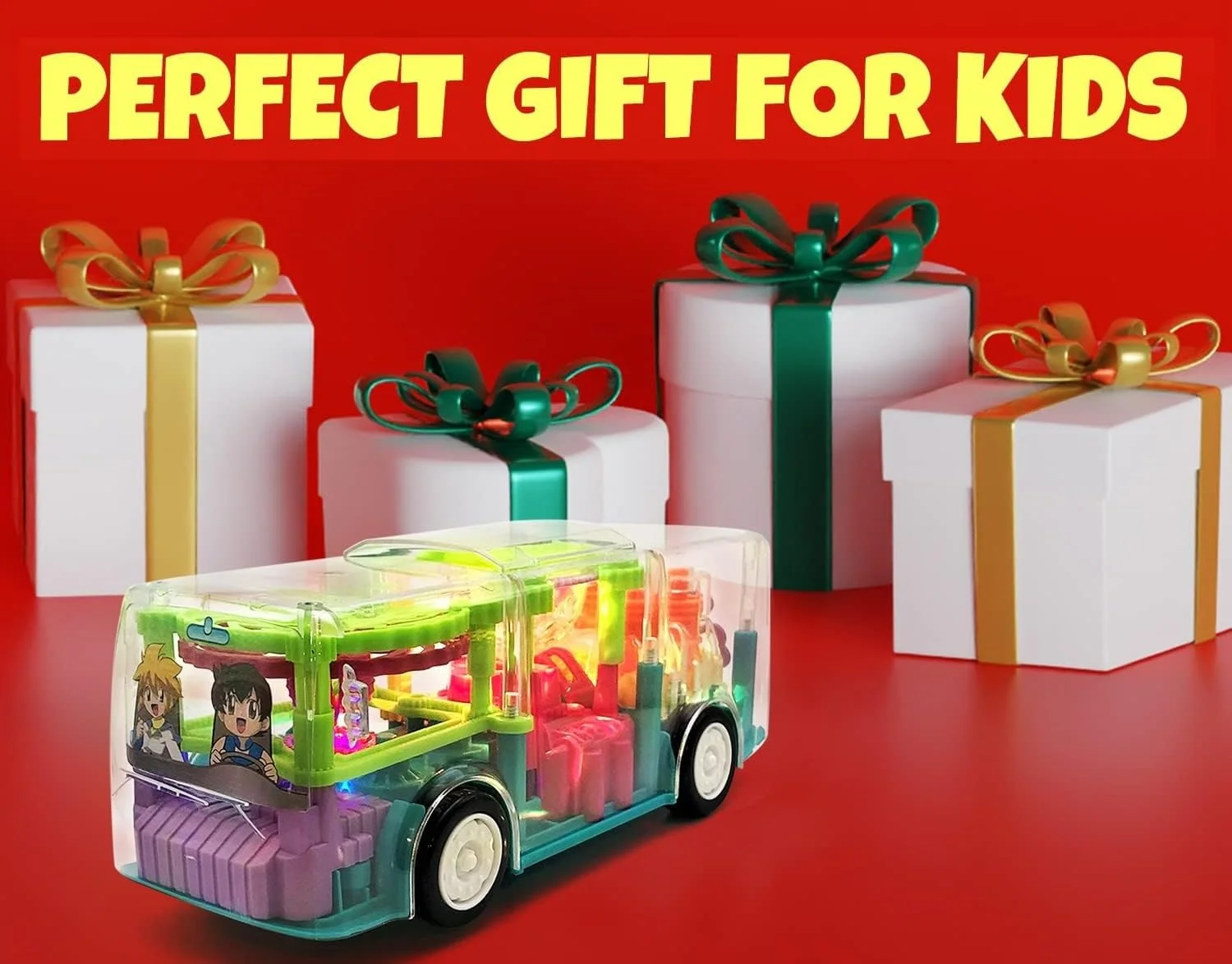 Educational Transparent Gear Bus Toy for Kids