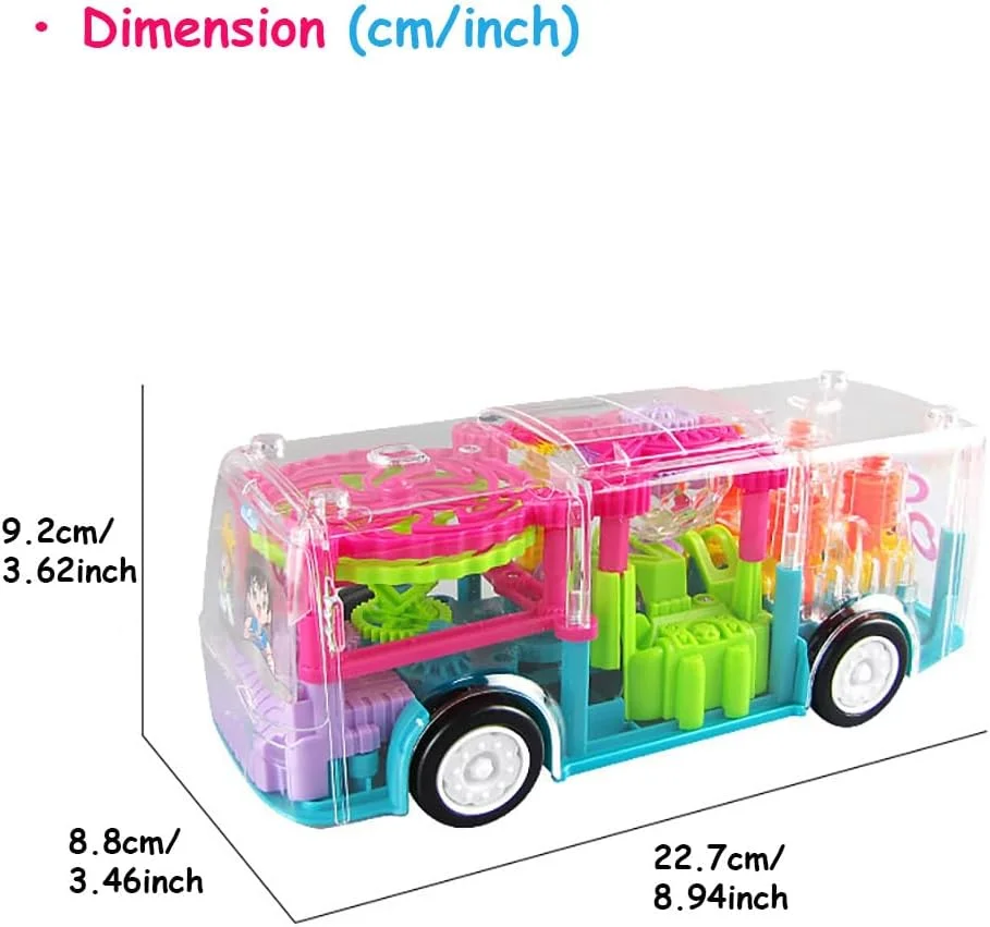 Educational Transparent Gear Bus Toy for Kids