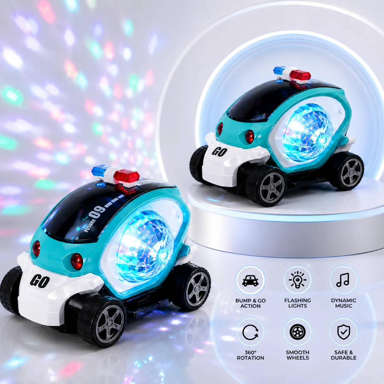 Music & Flashing Lights Police 09 Car toy for kids.