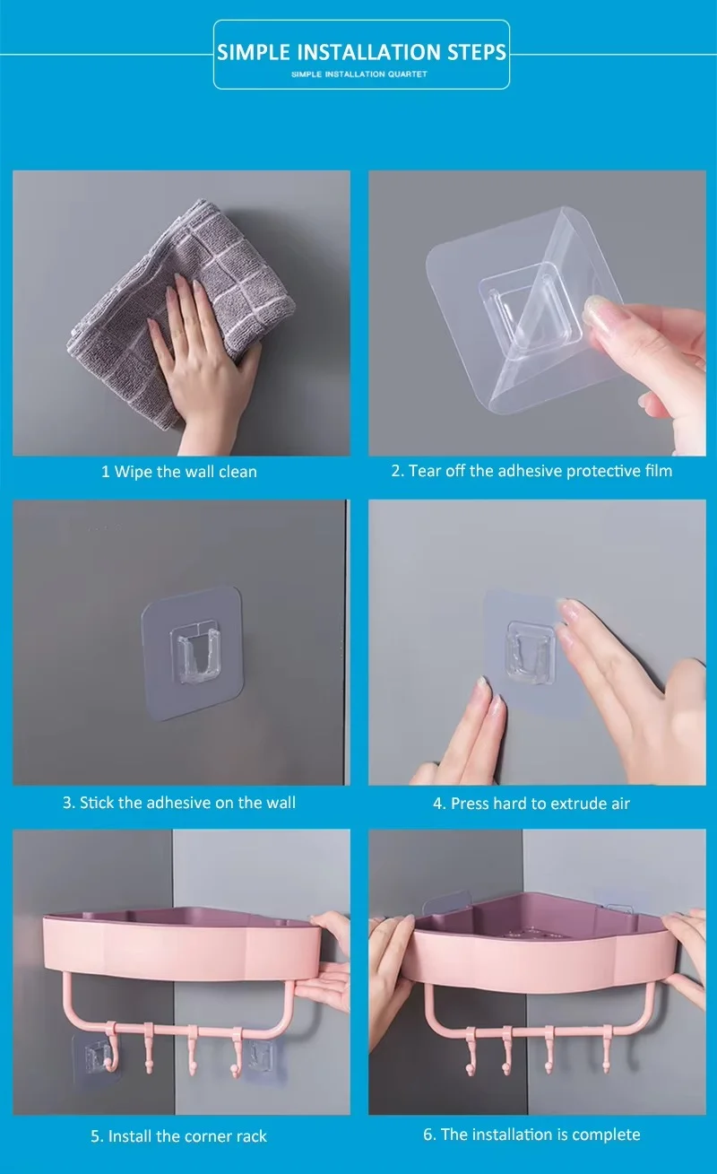 Plastic self adhesive with mini hanger bathroom and kitchen corner