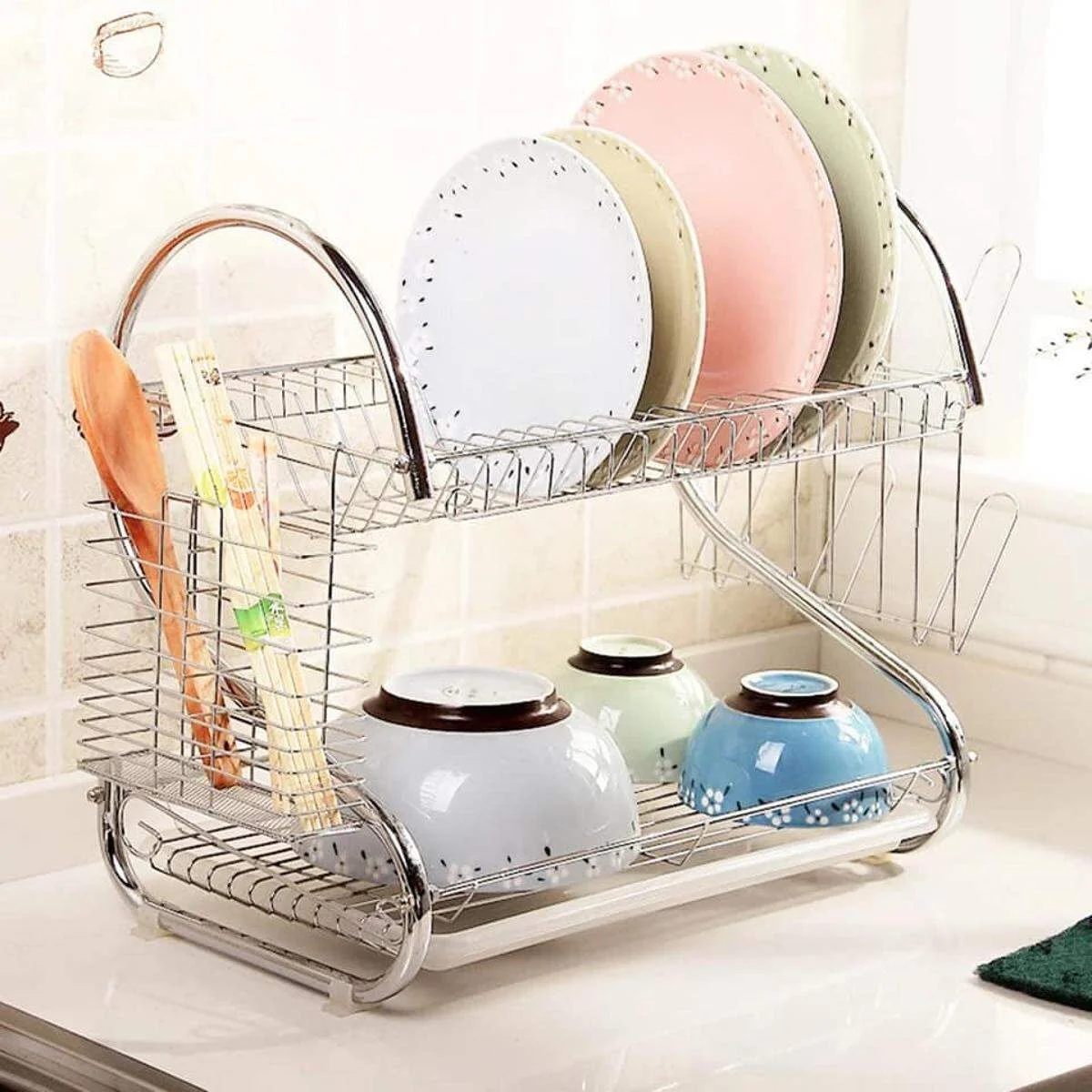 Stainless Steel 2-Layer Dish Drainer Rack: Keep Your Kitchen Organized With This Durable Stainless Steel Dish Drainer Rack