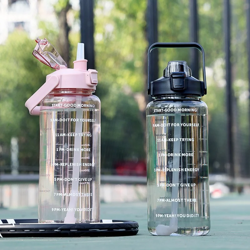 Food Grade Clear Quality Water Bottle with Straw – 2000ml (2L)