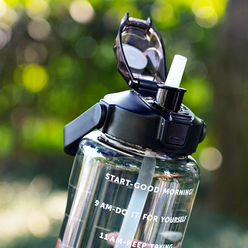 Food Grade Clear Quality Water Bottle with Straw – 2000ml (2L)