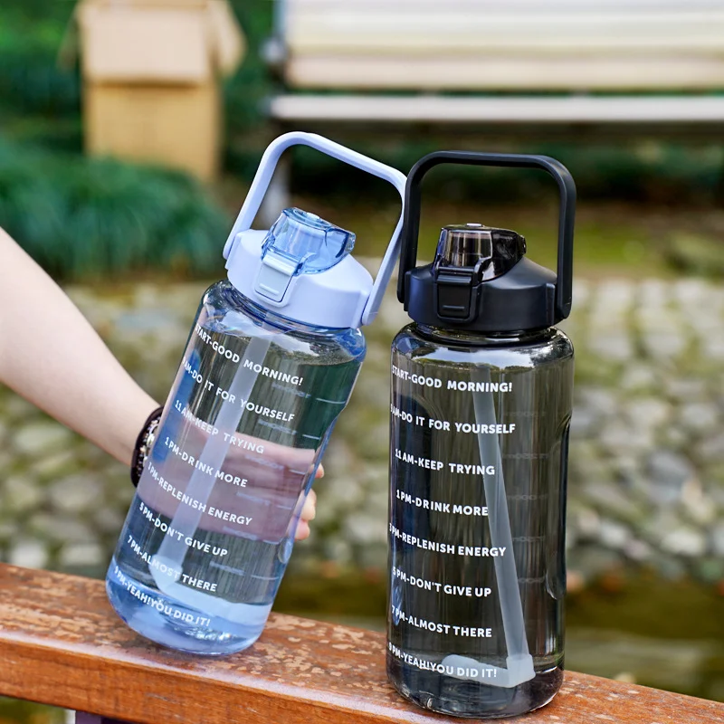 Food Grade Clear Quality Water Bottle with Straw – 2000ml (2L)