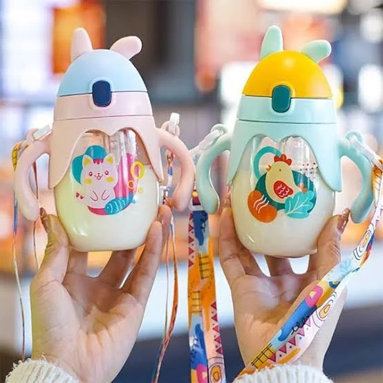 Kids Straw Water Bottle with Strap