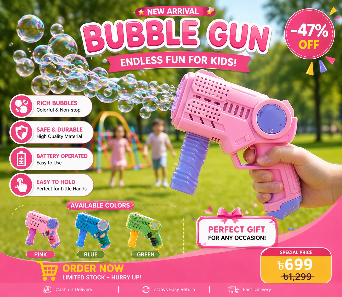 Kids Automatic Bubble Gun Toy