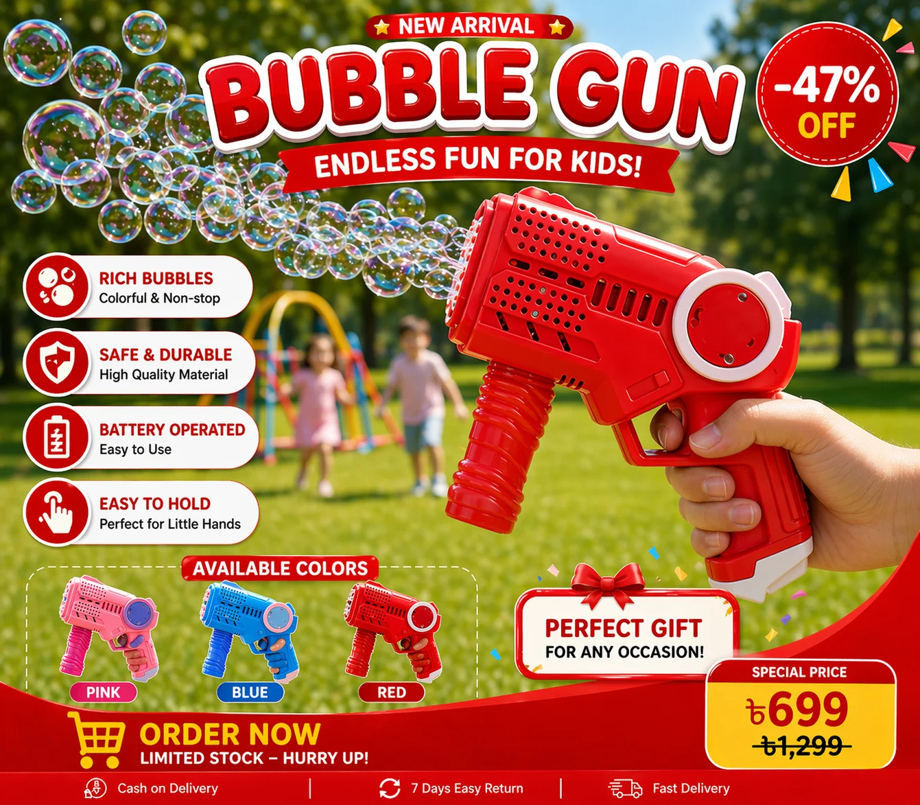 Kids Automatic Bubble Gun Toy