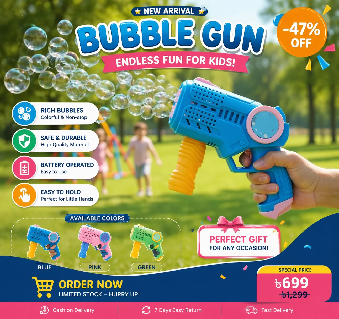 Kids Automatic Bubble Gun Toy