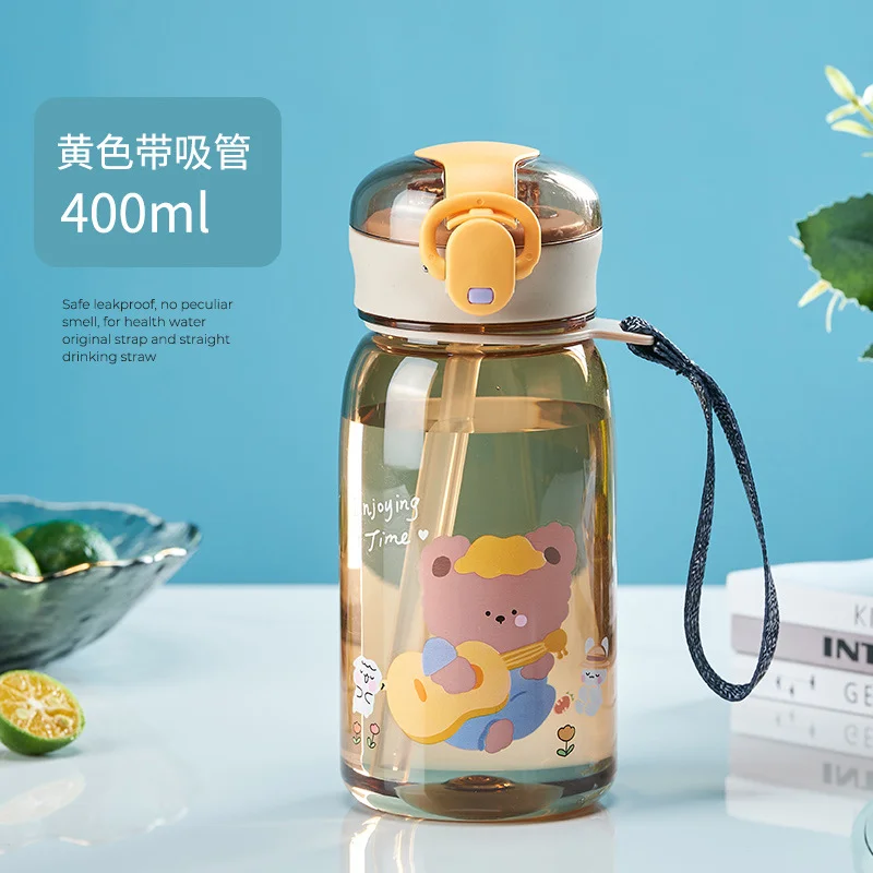 Cute Cartoon Kids Straw Water Bottle – 400ml