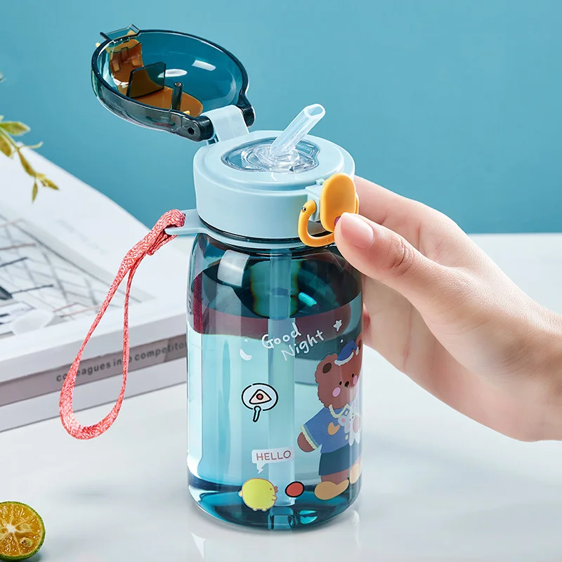 Cute Cartoon Kids Straw Water Bottle – 400ml