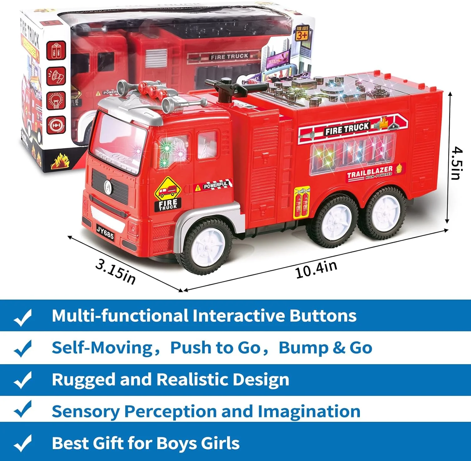 LED & Action Fire Truck Trailblazer Toy