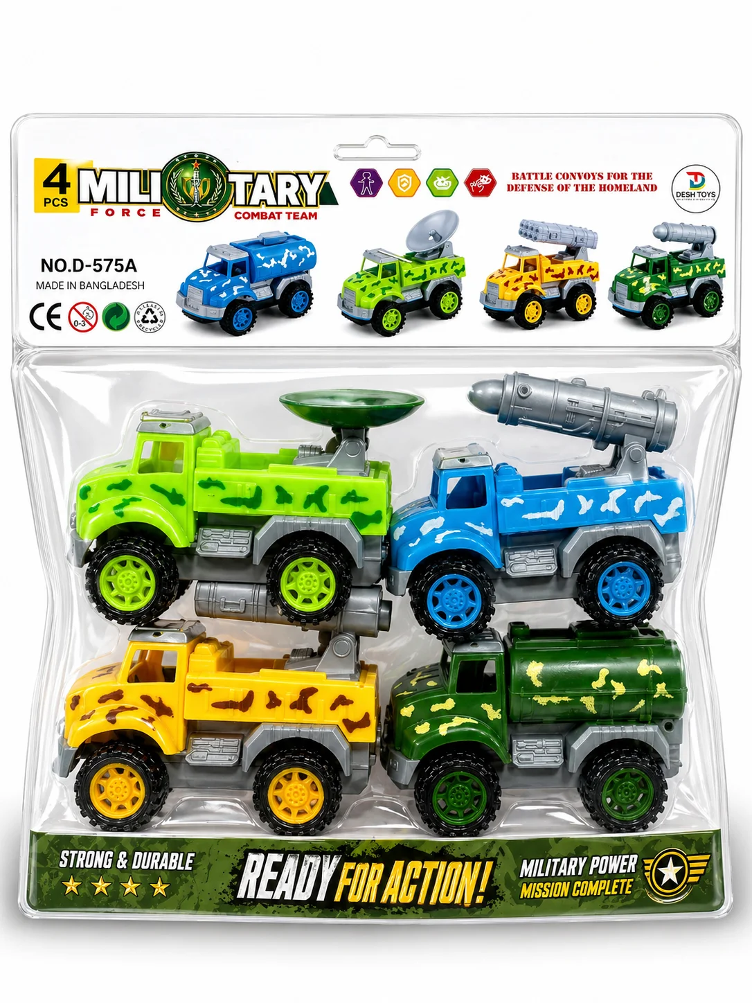 Military Force Combat Truck Set (4 PCS)