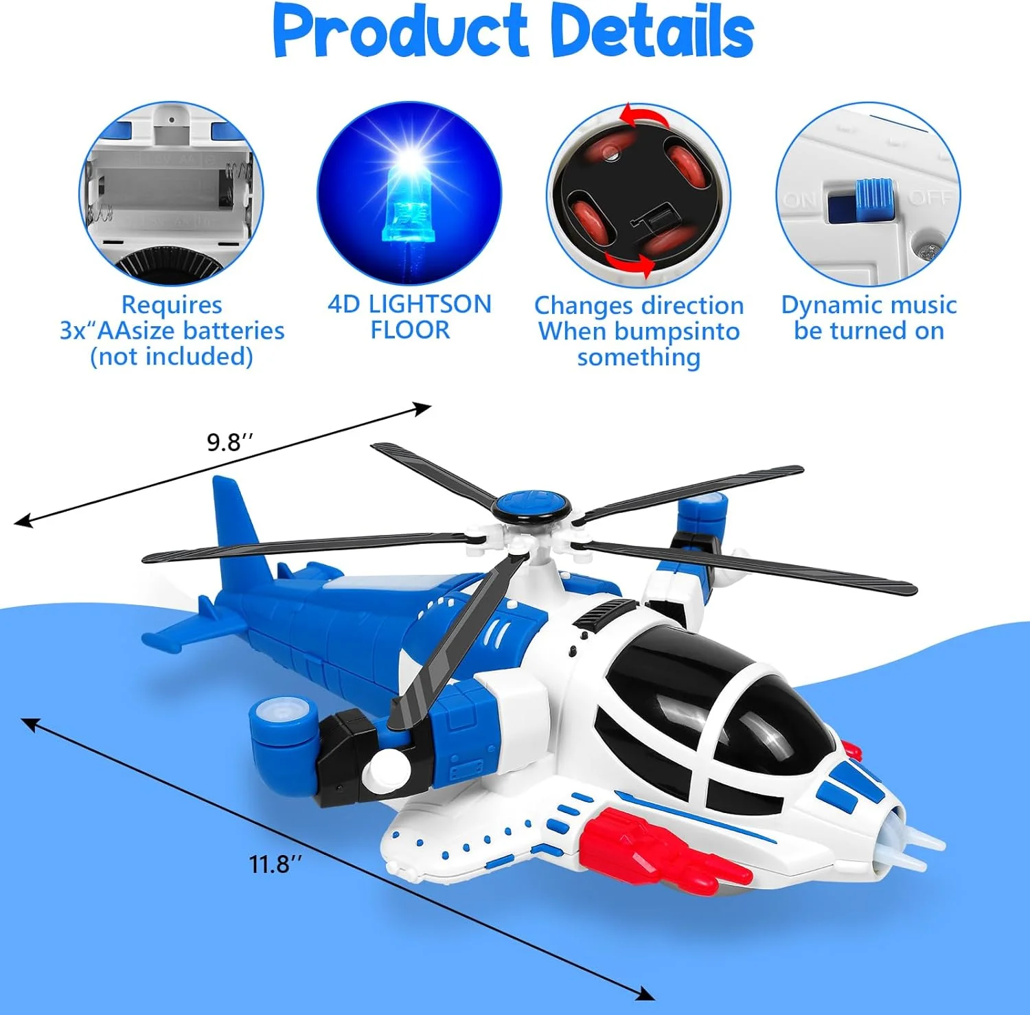Musical Flashing Light Electric Helicopter Toy for Kids