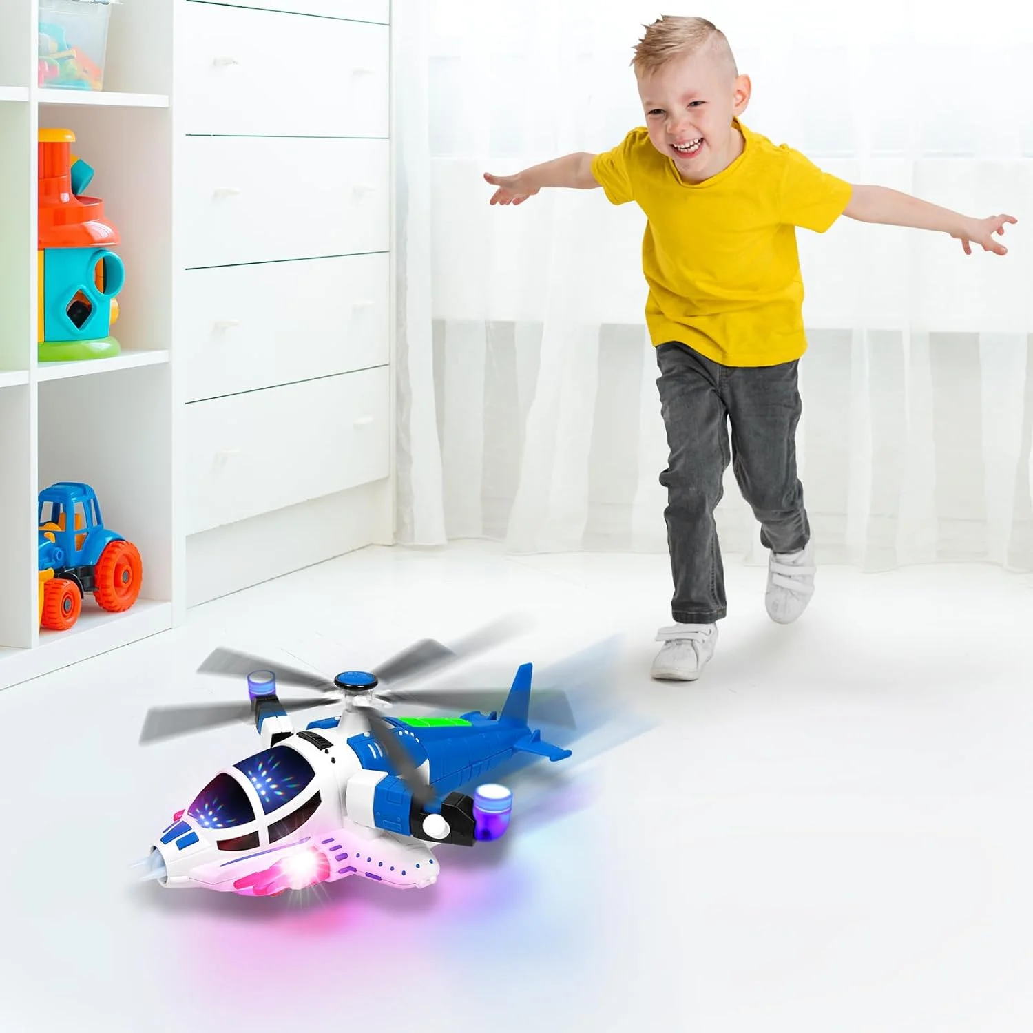 Musical Flashing Light Electric Helicopter Toy for Kids