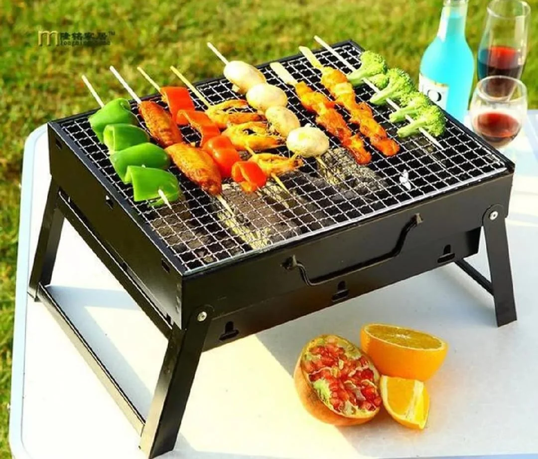 Portable Folding Charcoal BBQ Grill – Stainless Steel Tabletop Outdoor Grill