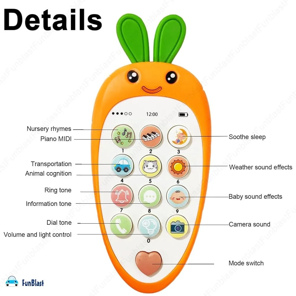 Rabbit Phone Toy for Kids with Music & Lights