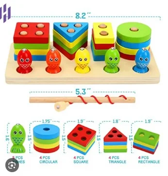 Fishing Four-Post Wooden Toy for Kids