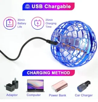 Rechargeable Flying Ball Space Orb Magic Mini Drone UFO Boomerang Spinner Toy