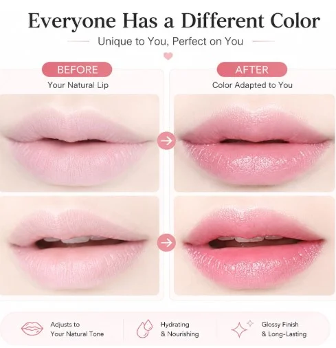 Crystal Flower Jelly Lipstick, Long Lasting Nutritious Lip Balm Lips Moisturizer Magic Temperature Color Change Lip Gloss, Small Gifts, Galentines Gifts, Valentines Day Gifts (Pink)