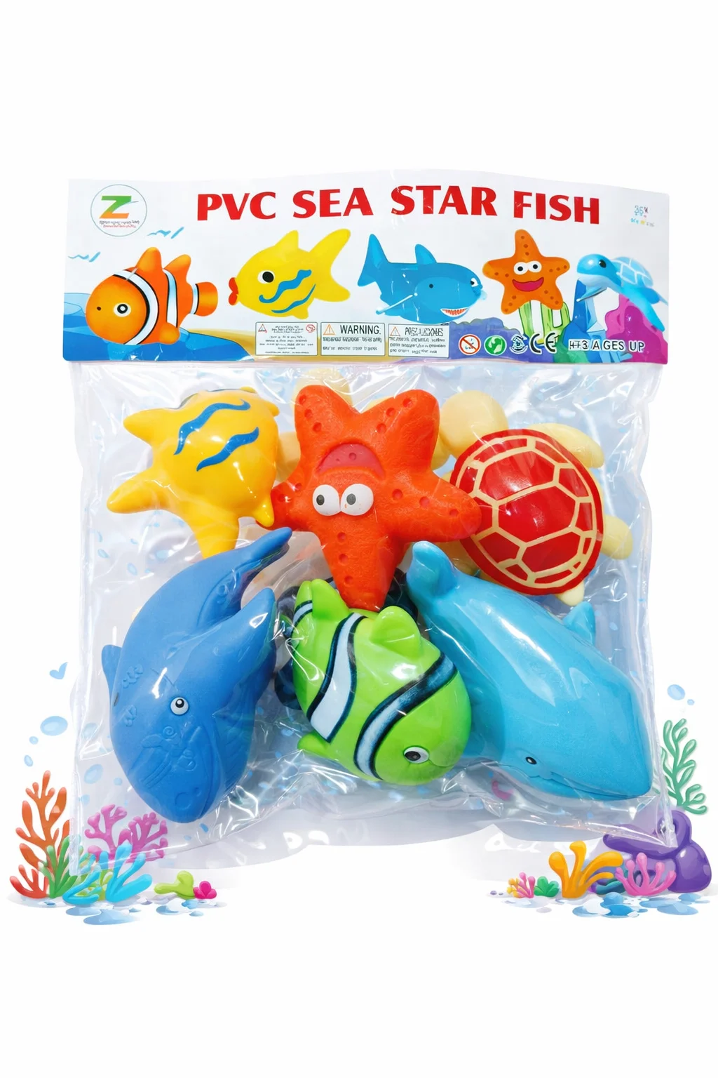Soft PVC Sea Creature Toys for Baby Bath & Playtime-6pcs