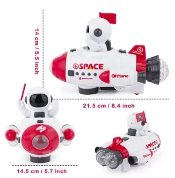 Space Rocket Robot Car Toy with Lights & Music for Kids