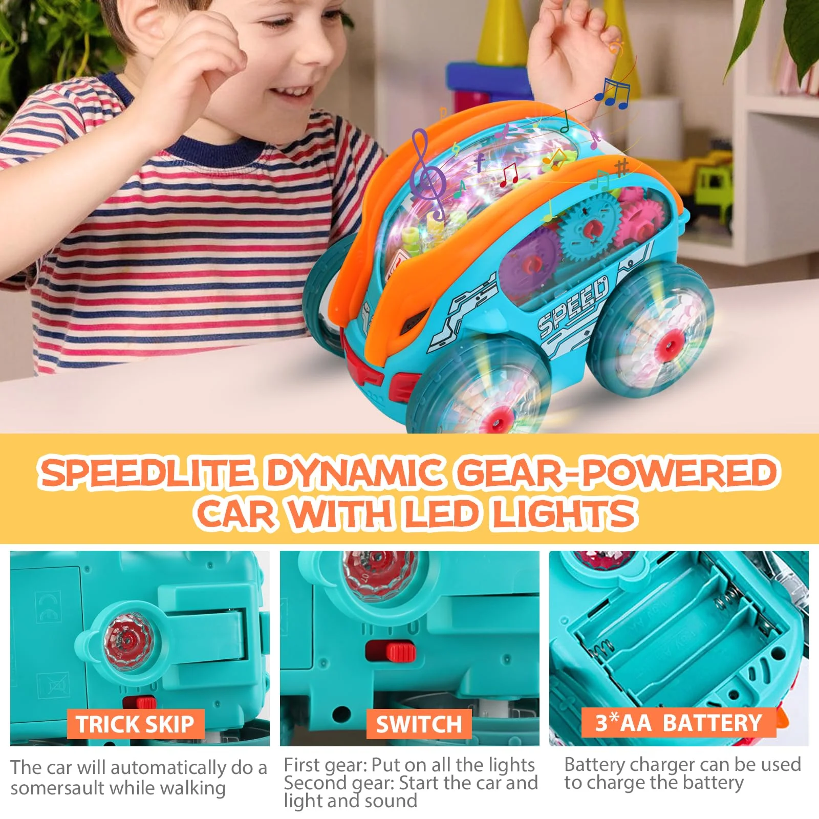 Stunt Tipper 360° Music & Light Car Toy