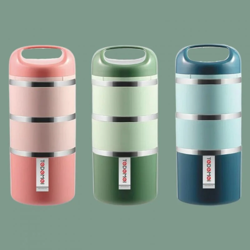 Tedemei 3 Layers 1.43L Portable Leak-Proof Bento Lunch Box