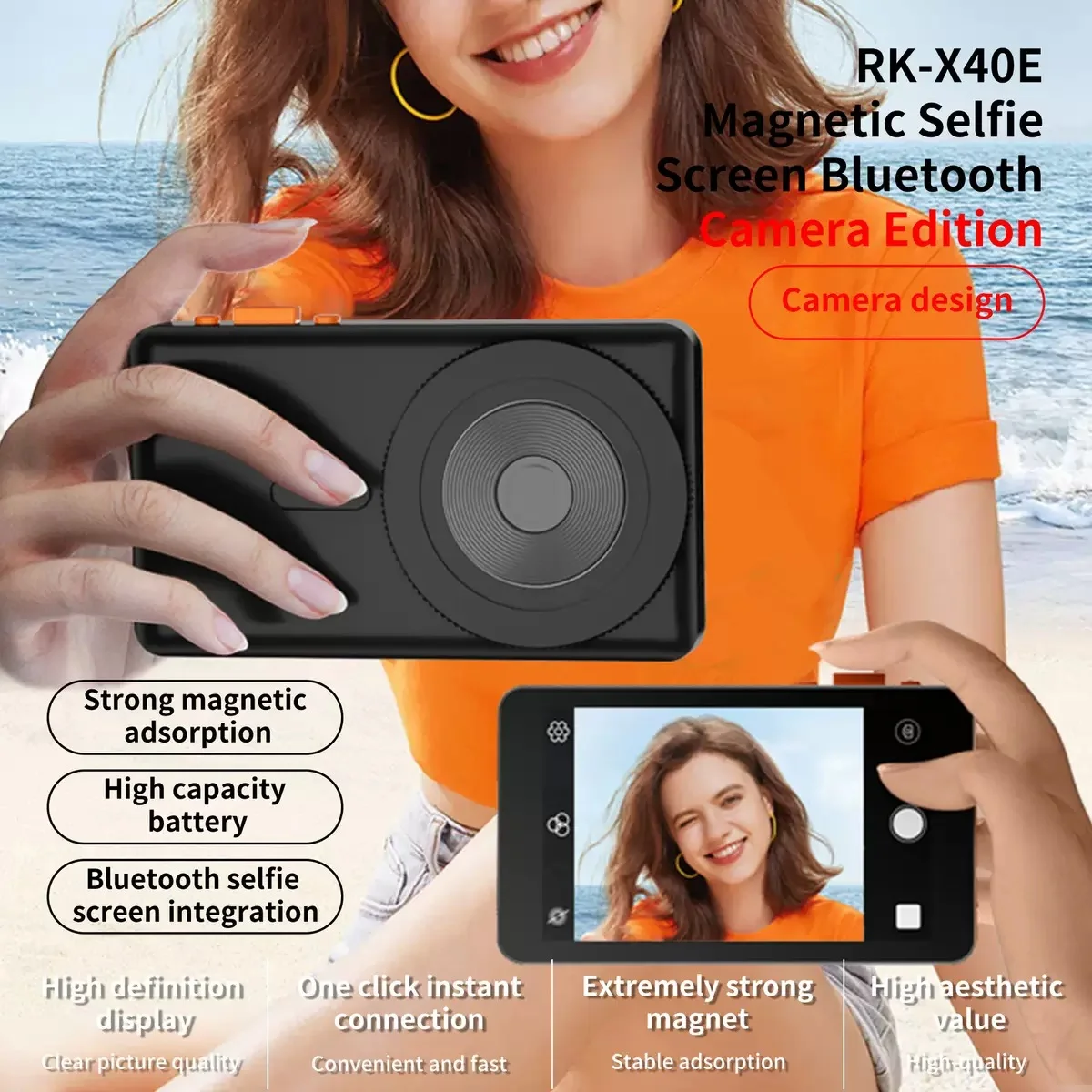 RK-X40E Magnetic Wireless Selfie Screen – Never Miss the Shot That Matters