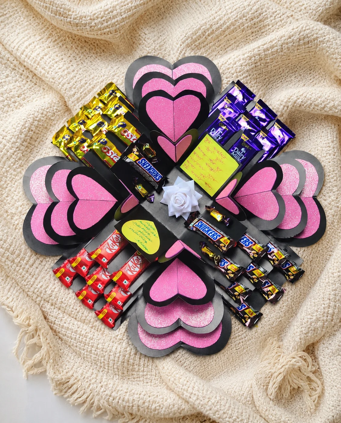 4-Layer Handmade Love Black  Box with Rose