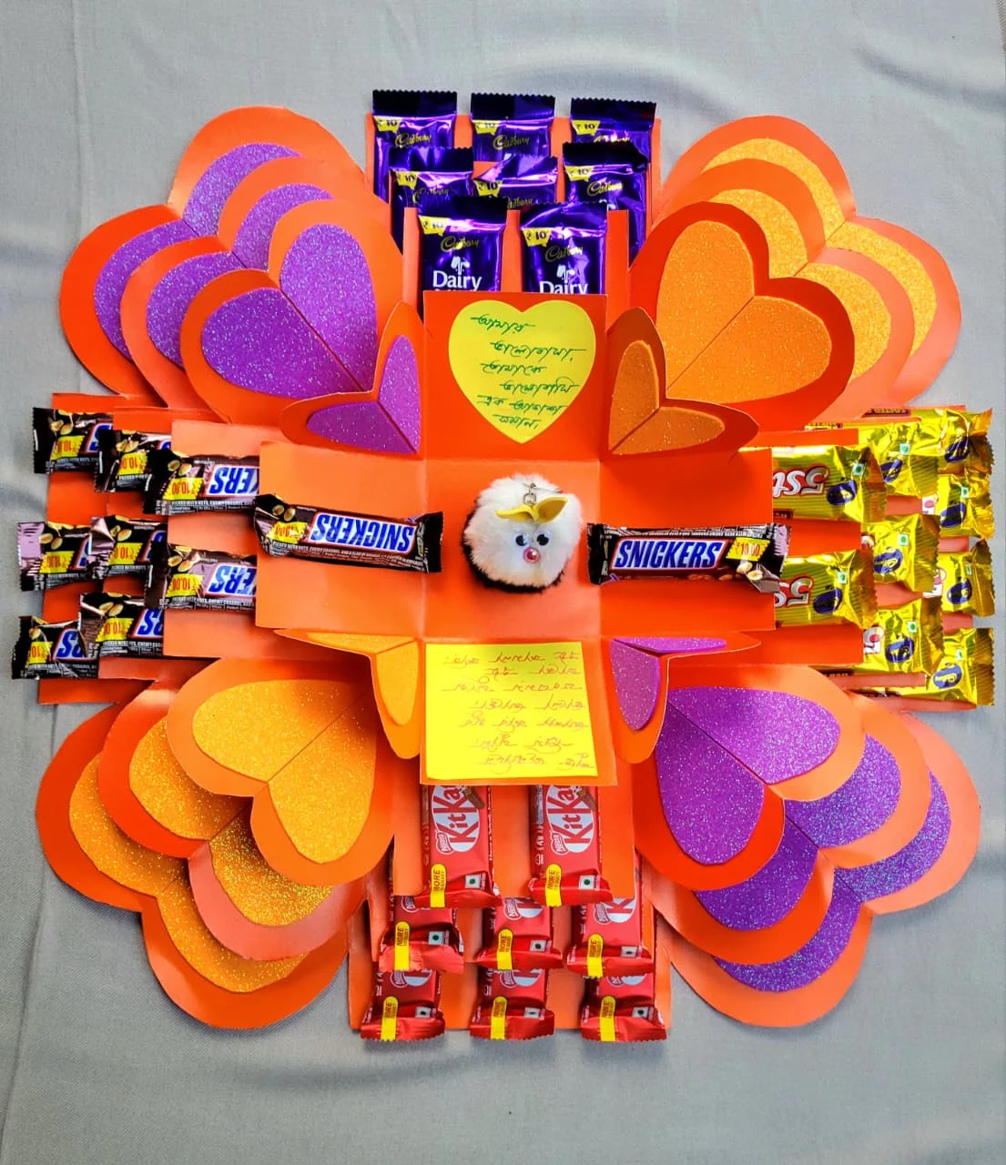 4-Layer Handmade Love Orange Box with Rose