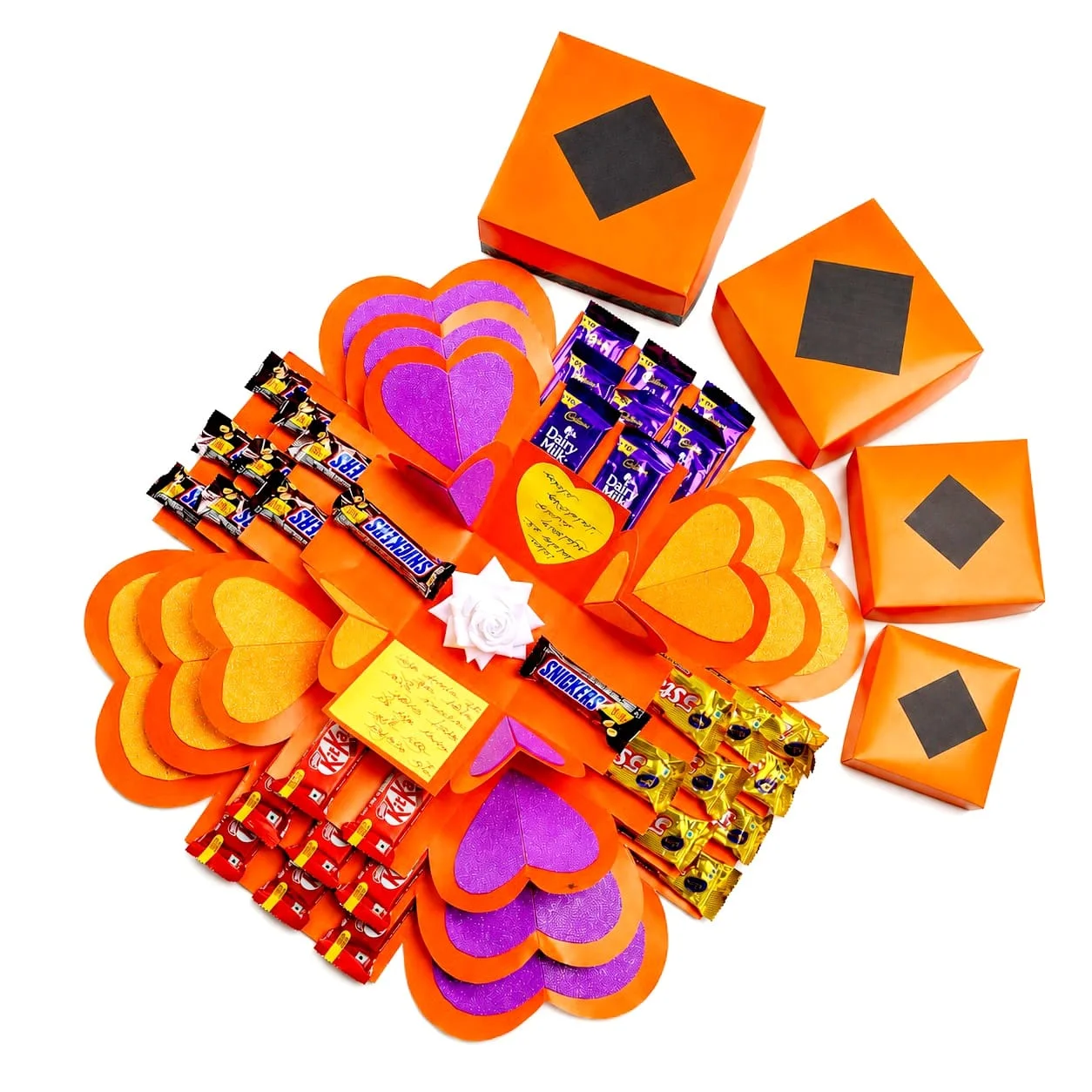 4-Layer Handmade Love Orange Box with Rose