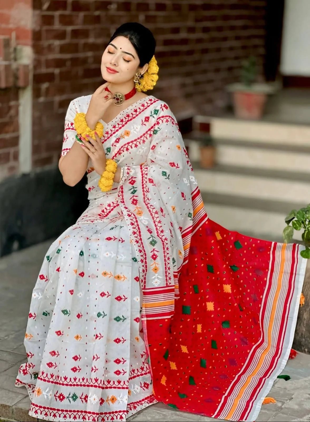 Half Silk block Print Saree