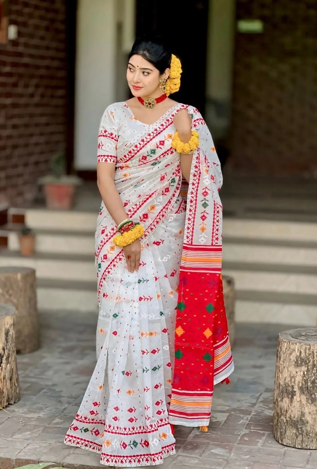 Half Silk block Print Saree