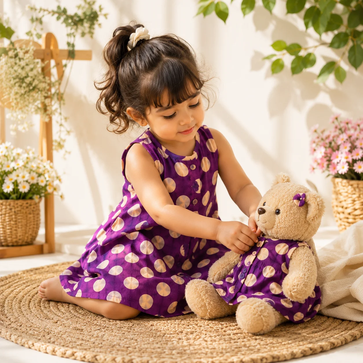 Baby Girl Purple Polka Dot Frock - বেবি গার্ল পার্পল পলকা ডট ফ্রক