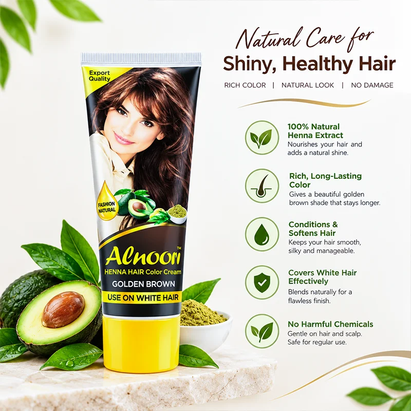 Alnoori Henna Hair Color Cream – Golden Brown। ন্যাচারাল হেনা হেয়ার কালার