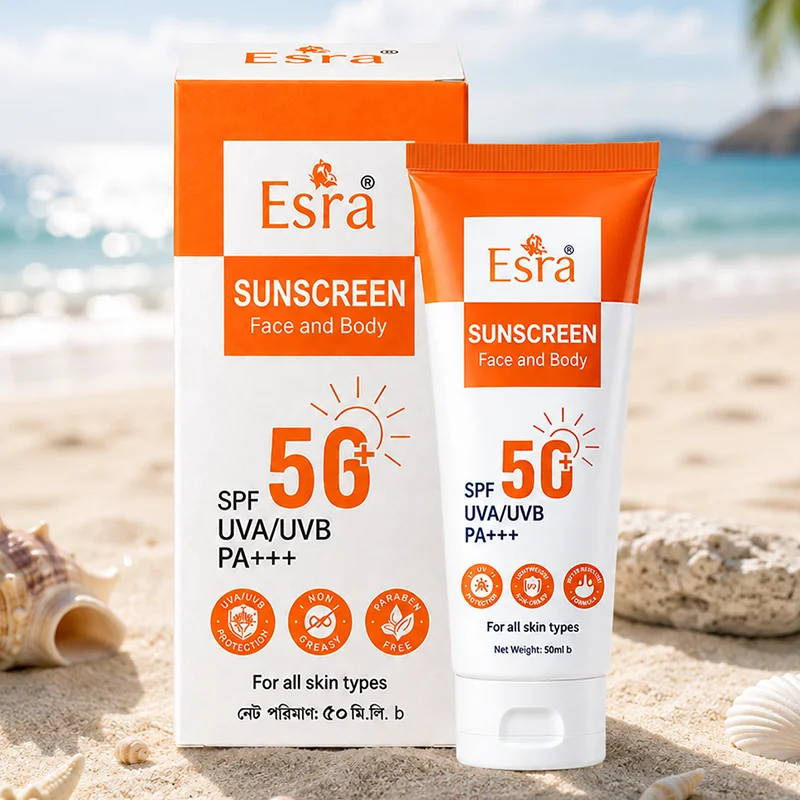 Esra Sunscreen Face and Body Cream 50ml । সানস্ক্রিন ফেস অ্যান্ড বডি ক্রিম ৫০মিলি.