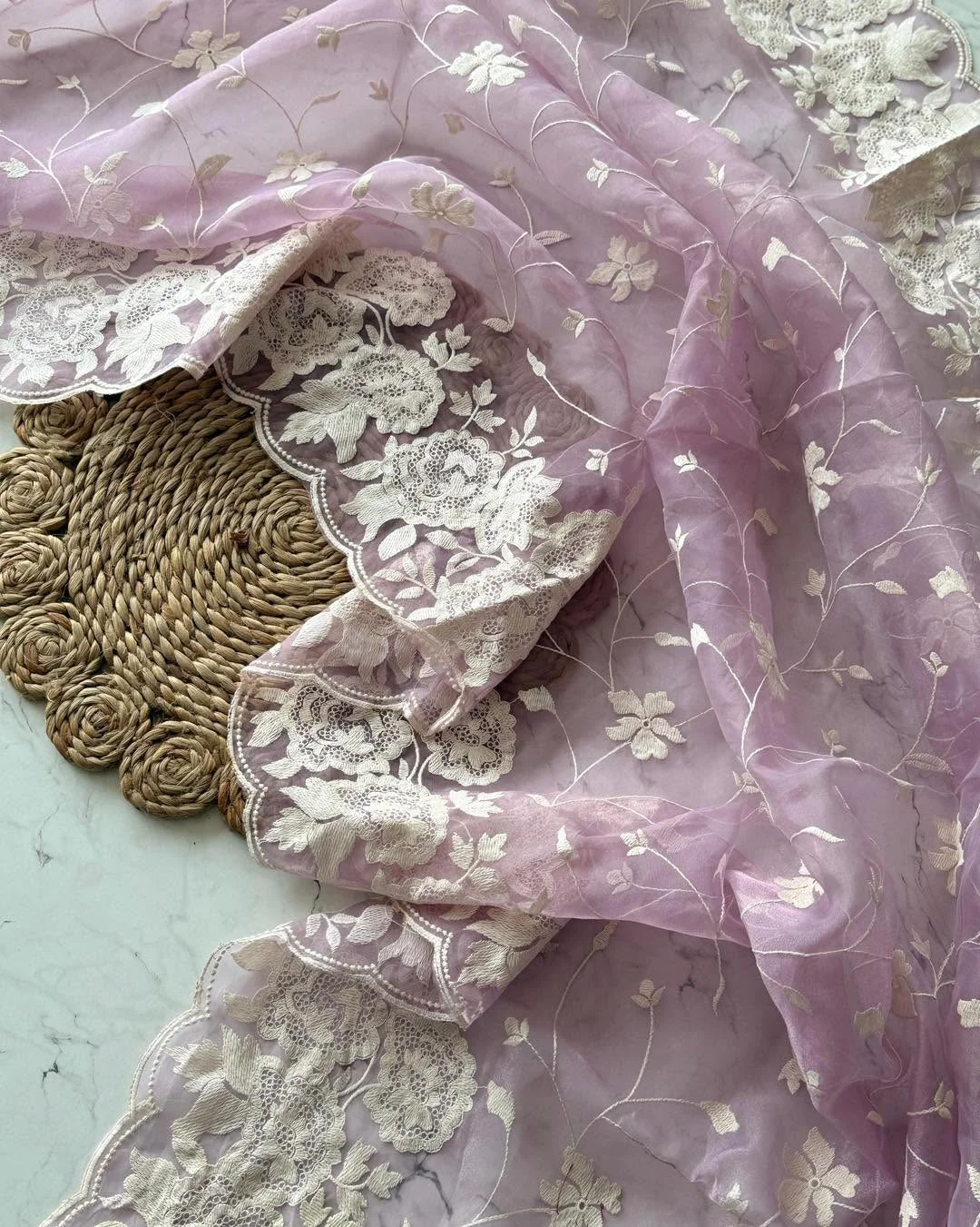 Primium Orgenza Tissue Saree With Multy Cotton Thread Work and Scalp Border